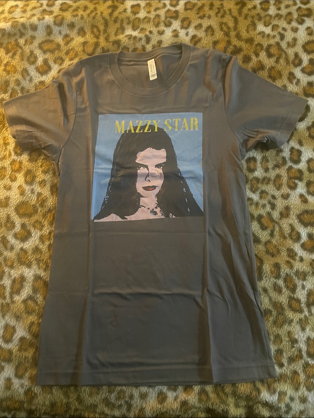 Bella Canvas Mazzy Star Graphic Tee - Gray with Blue & Yellow Print